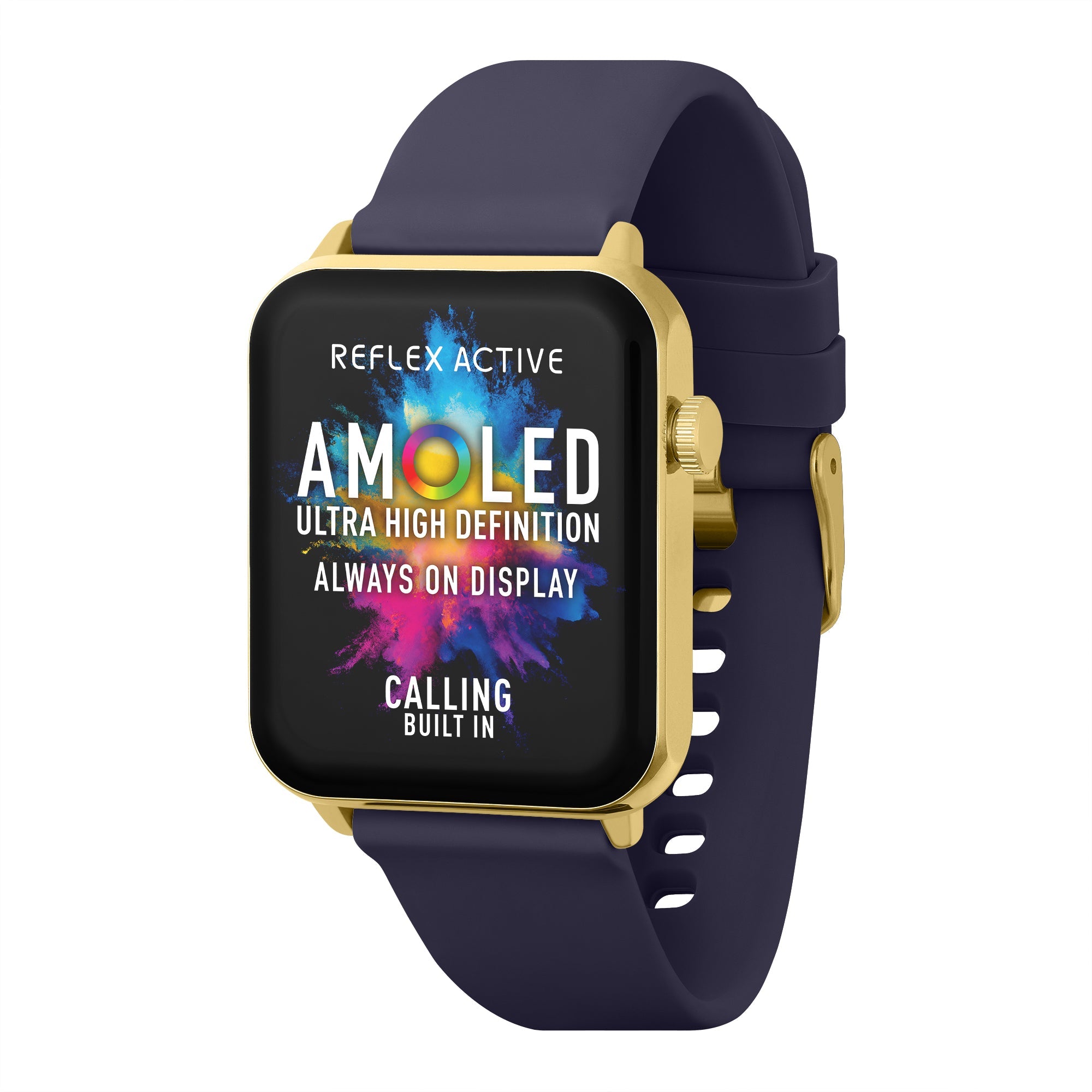 Reflex Active Series 30 Amoled Gold Case & Navy Silicon Strap Men's Smartwatch | RA30-2190