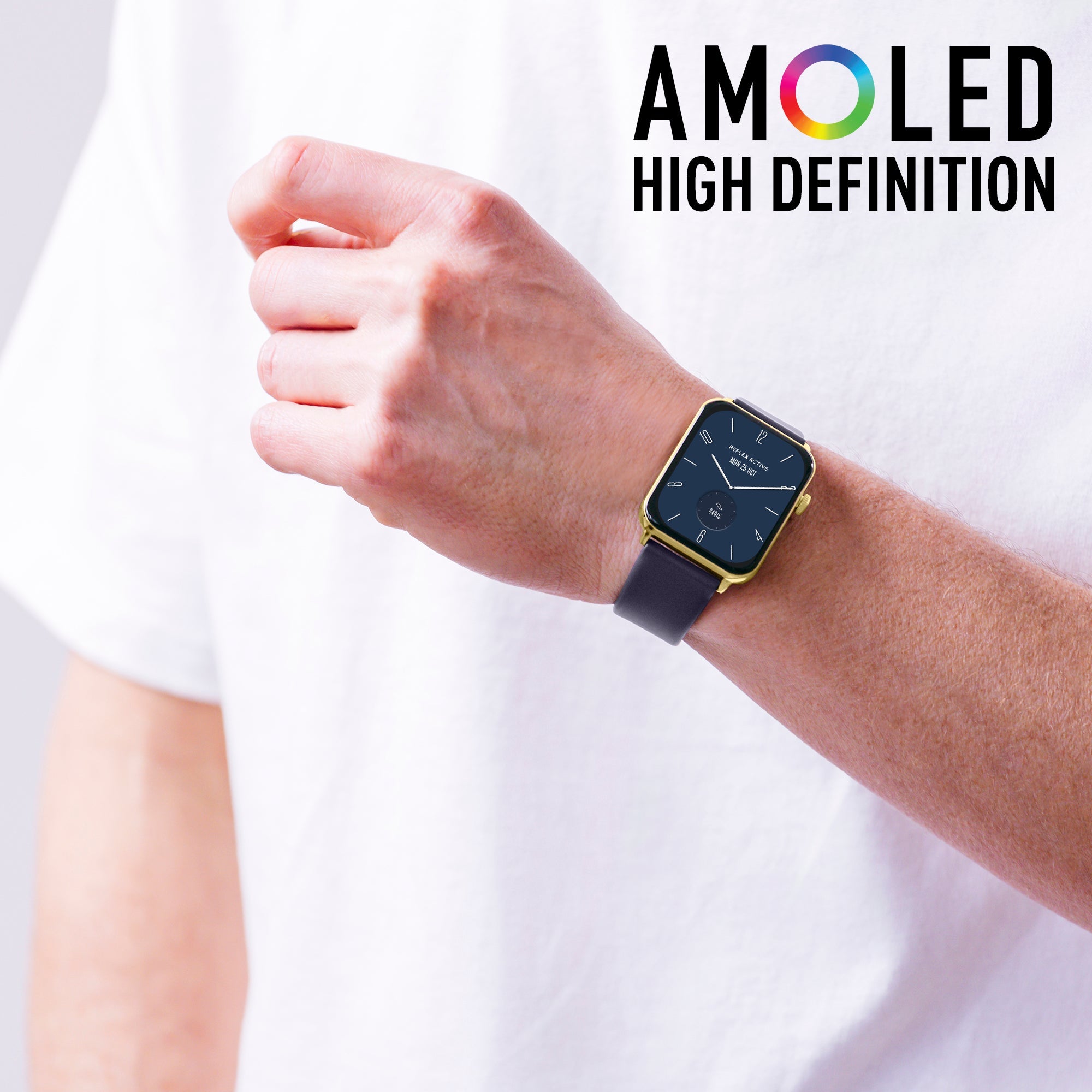 Reflex Active Series 30 Amoled Gold Case & Navy Silicon Strap Men's Smartwatch | RA30-2190