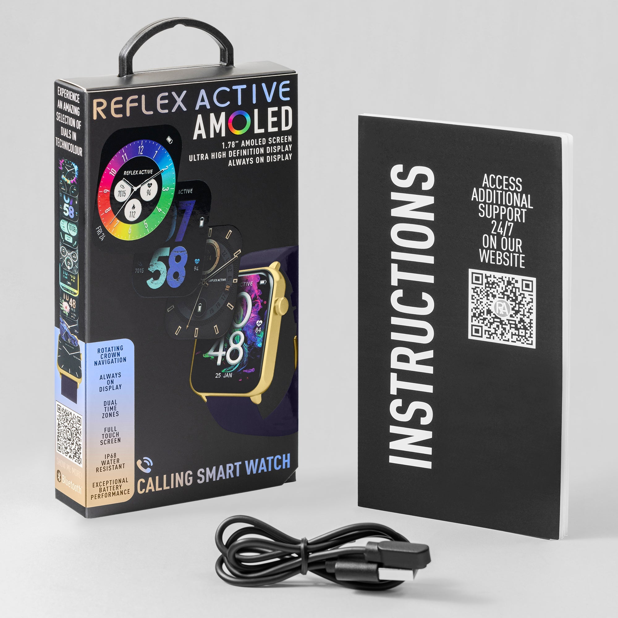 Reflex Active Series 30 Amoled Gold Case & Navy Silicon Strap Men's Smartwatch | RA30-2190