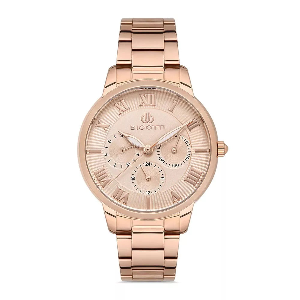 Bigotti Rose Gold Women's Watch, White Dial, Leather Strap | BG.1.10252-2