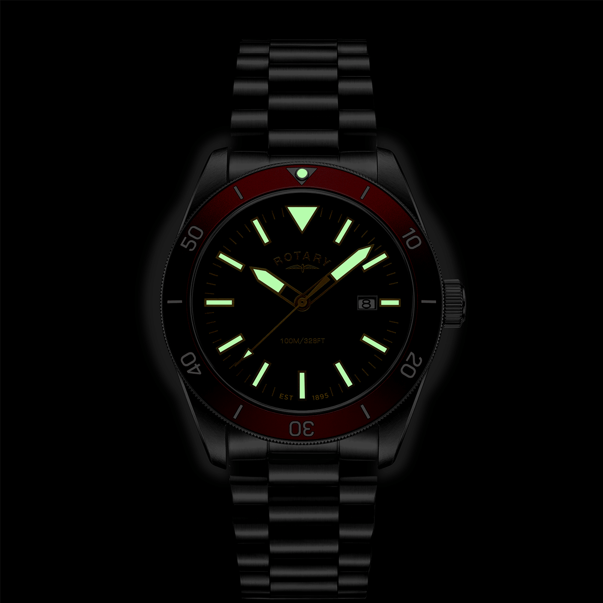 Rotary Apex100 Black Dial and Black Steel Bracelet 41mm Men's Watch | RGB10001/98