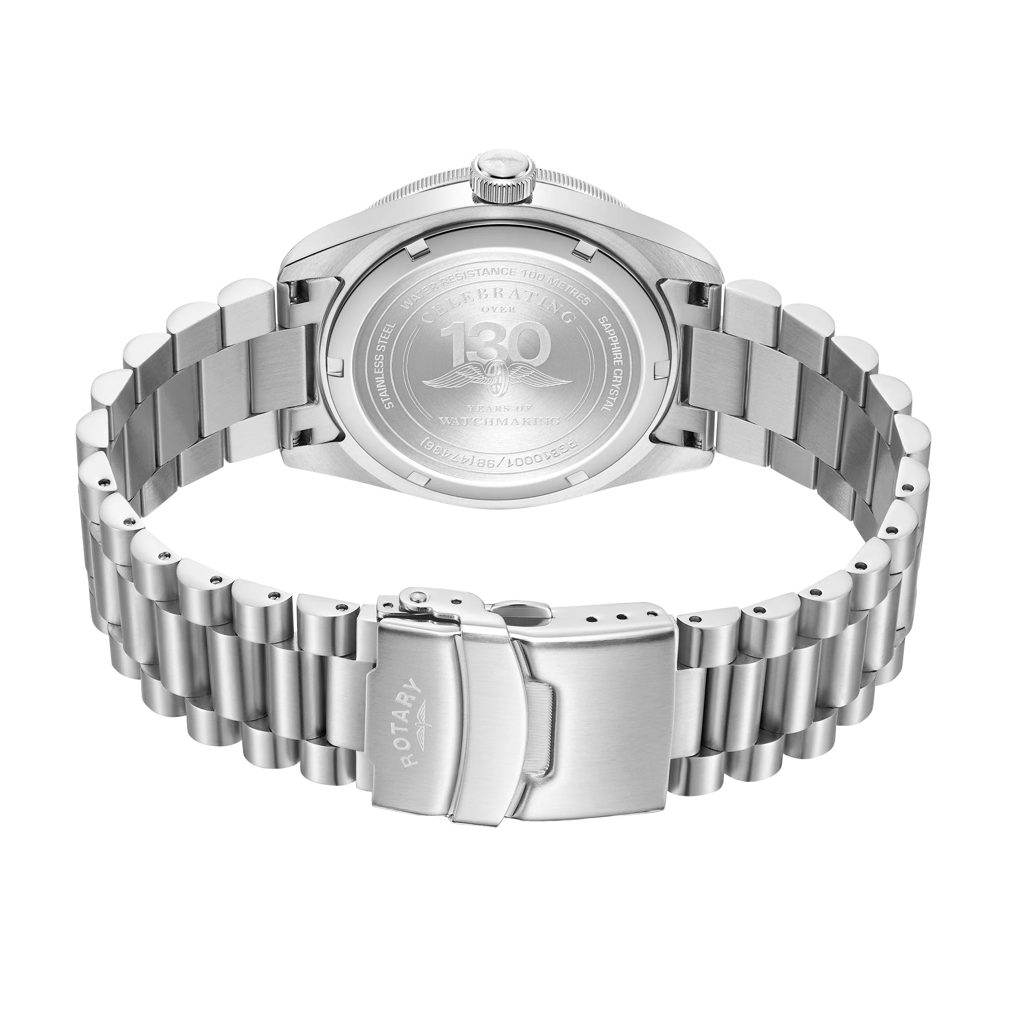 Rotary Apex100 Black Dial and Black Steel Bracelet 41mm Men's Watch | RGB10001/98