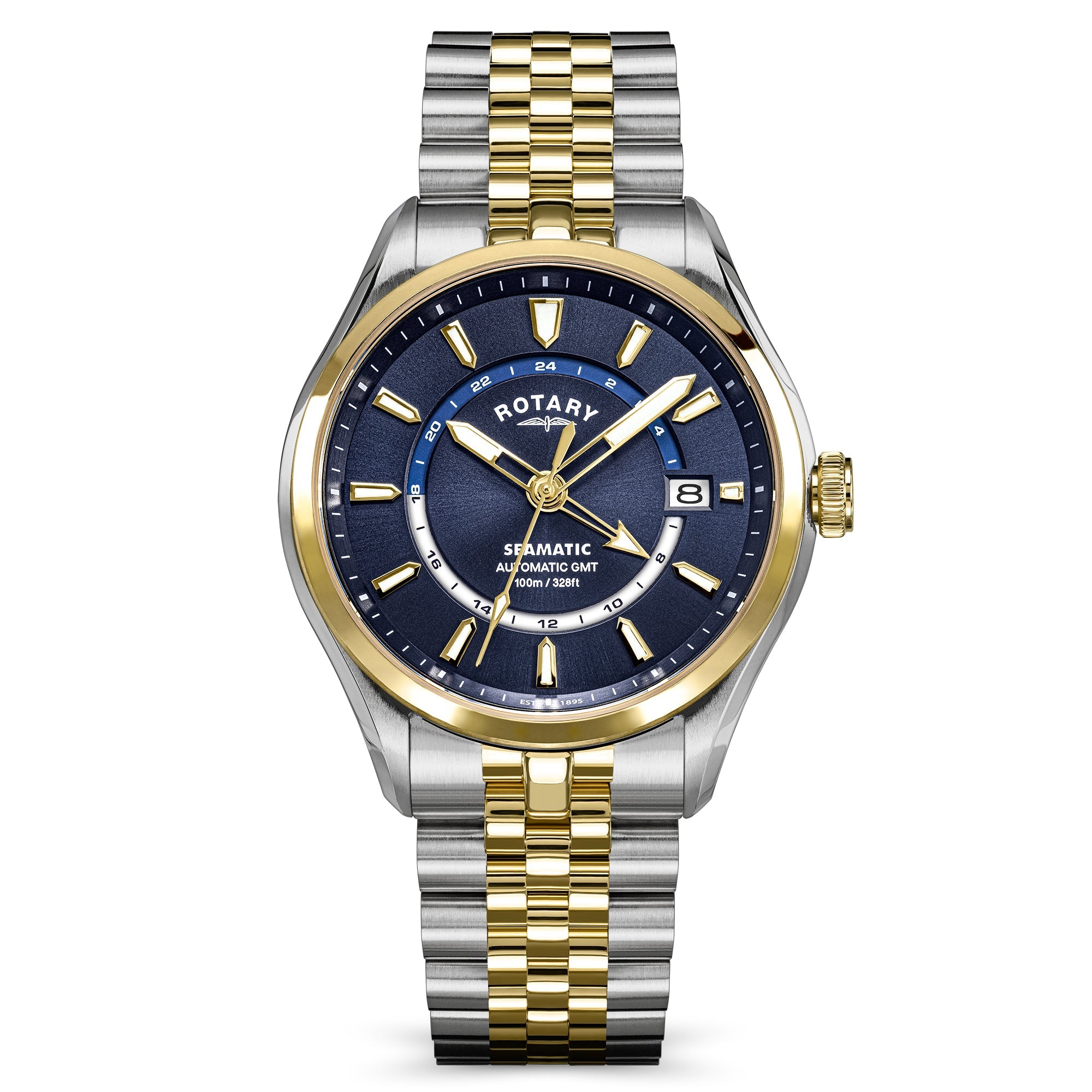 Rotary Seamatic Blue Dial and Gold Steel Bracelet 40mm Men's Watch | RGB10042/05