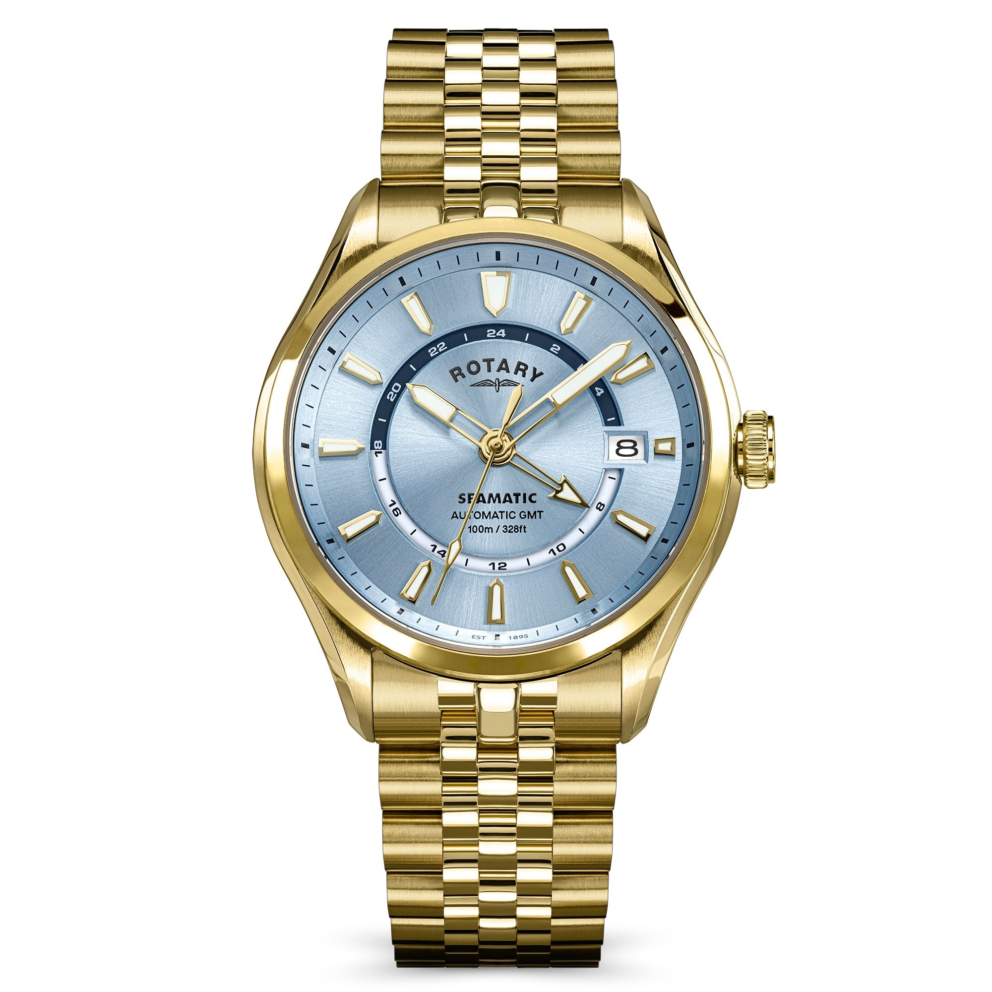 Rotary Seamatic Blue Dial and Gold Steel Bracelet 40mm Men's Watch | RGB10044/57