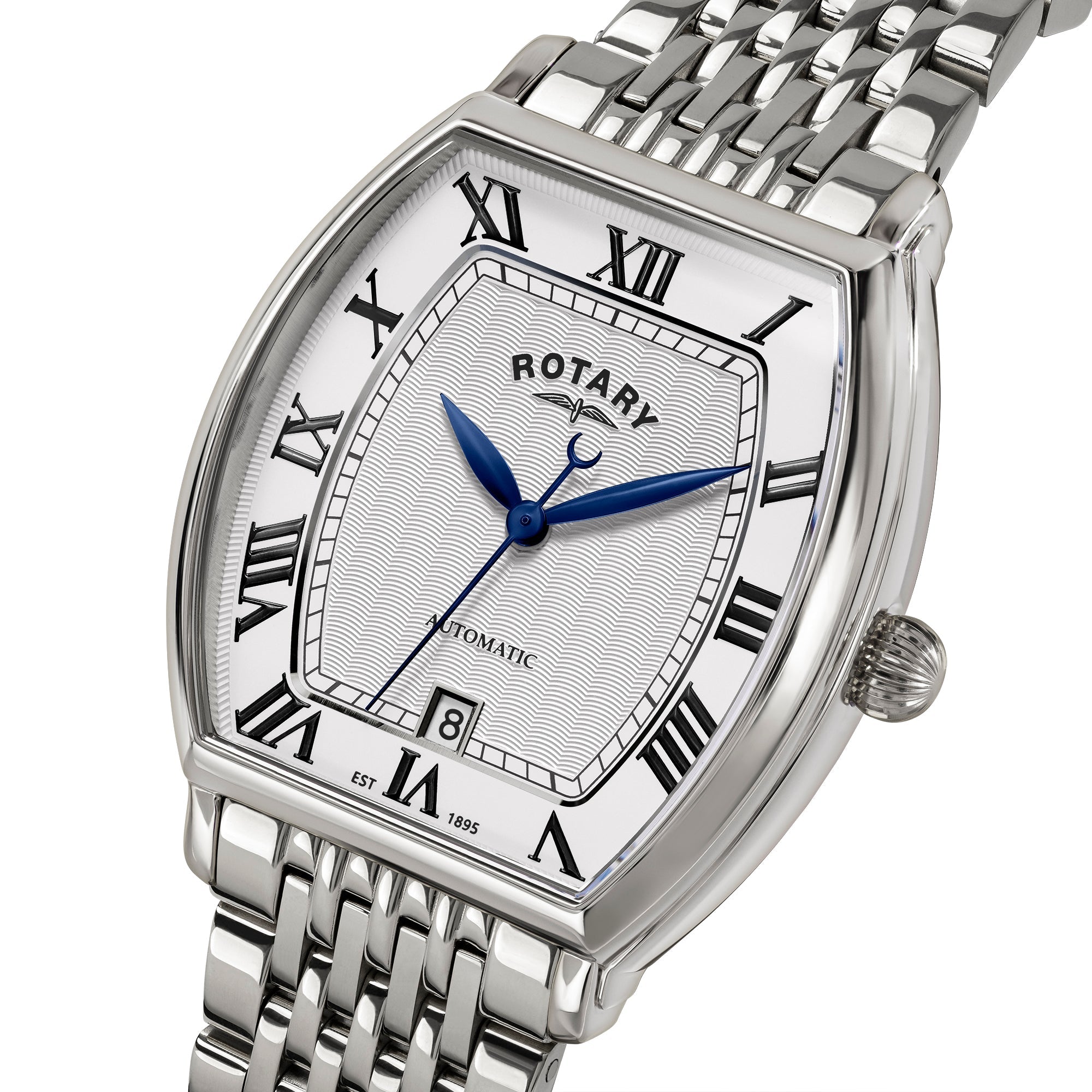 Rotary 1895 White Dial and Steel Bracelet 36mm Men's Watch | RGB10047/01