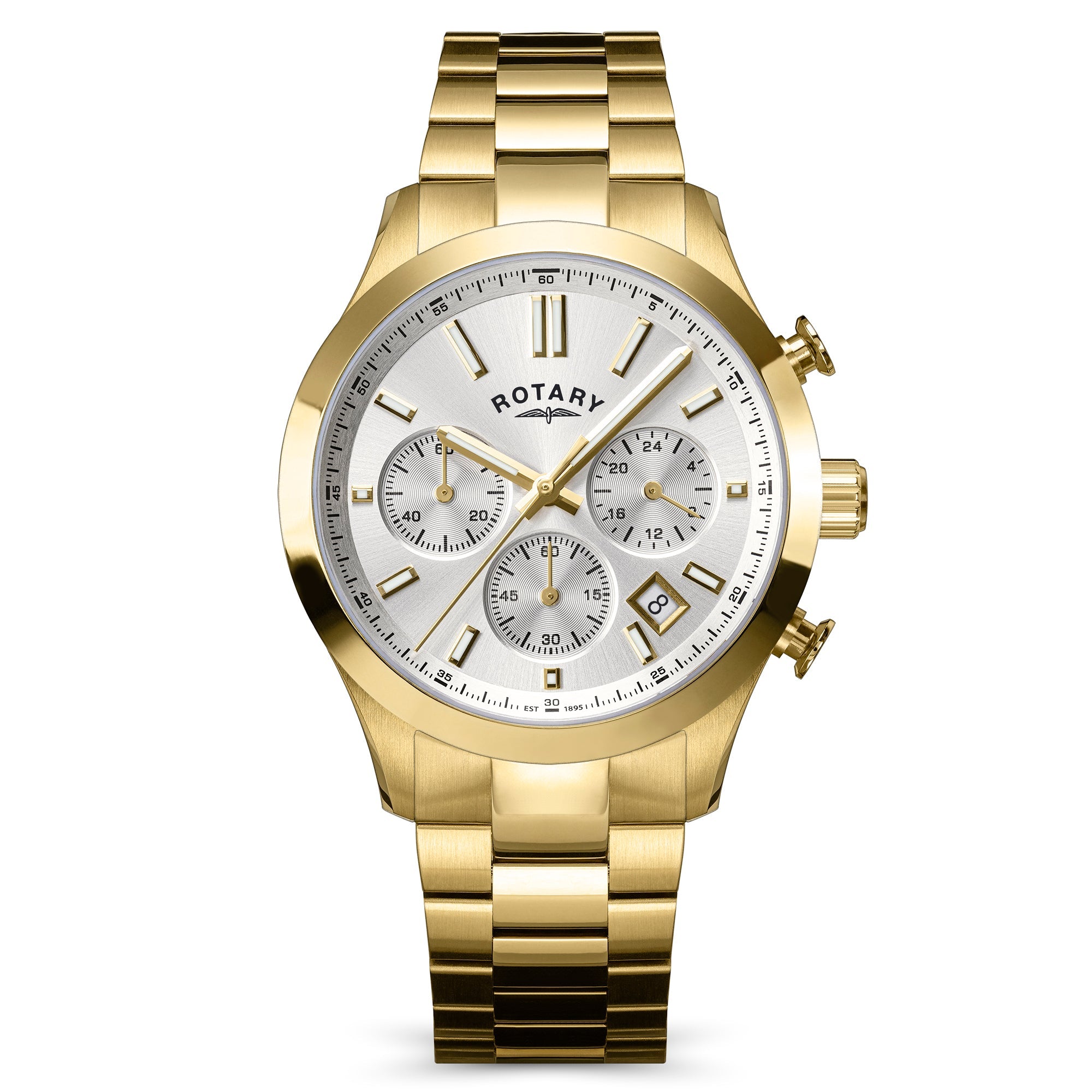 Rotary Heritage Gents Silver Dial and Gold Steel Bracelet 40mm Men's Watch | RGB10056/70