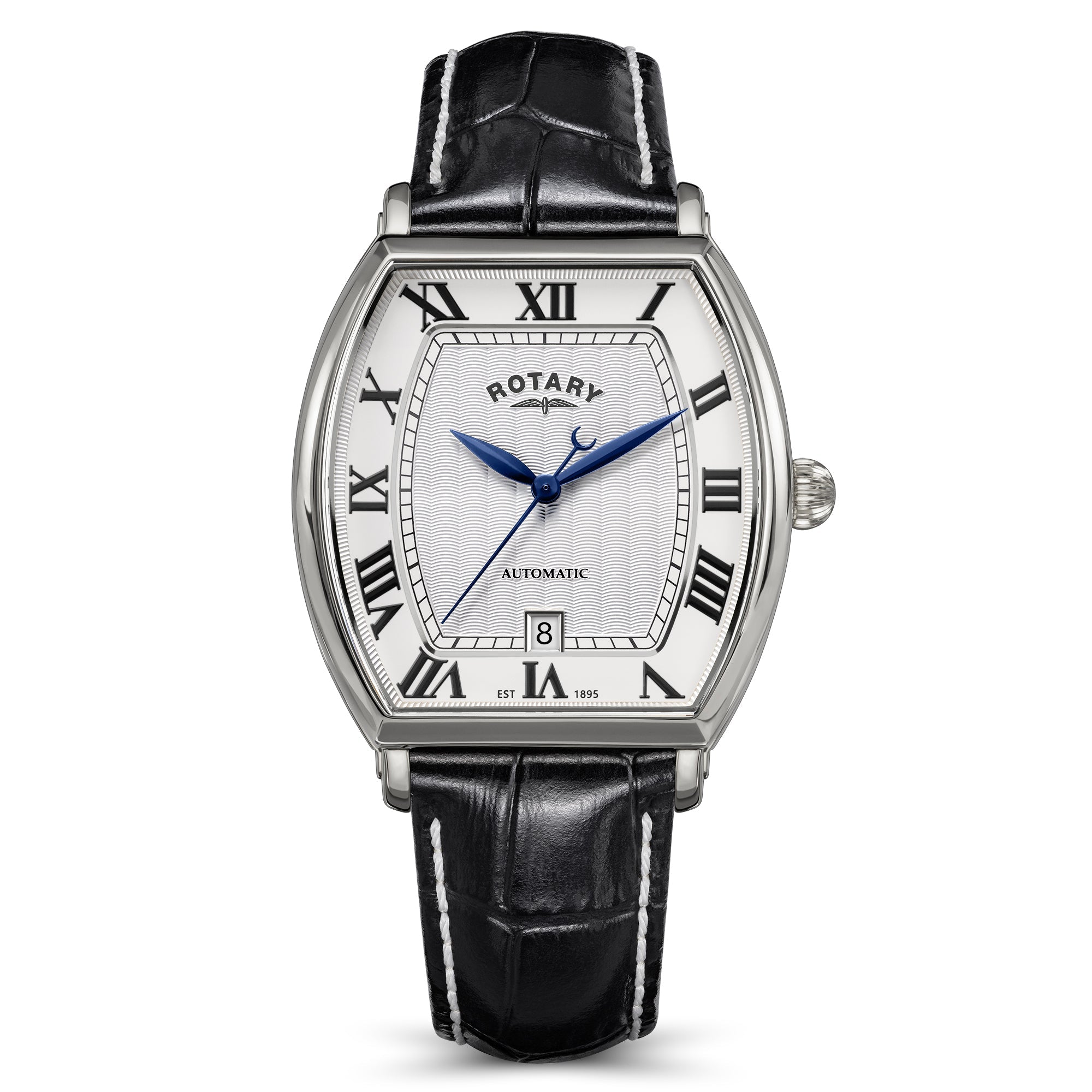 Rotary 1895 White Dial and Black Leather 36mm Men's Watch | RGS10061/01