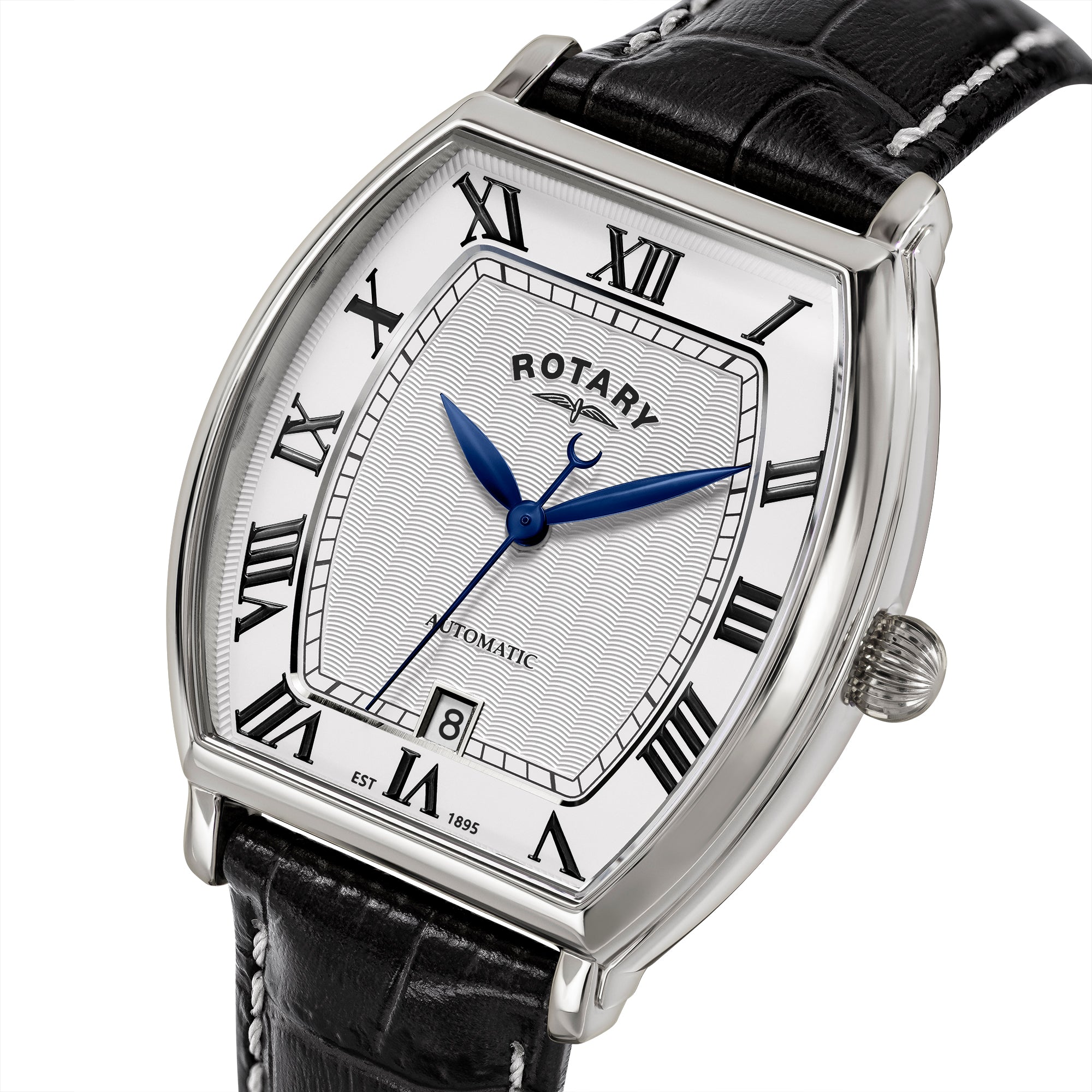 Rotary 1895 White Dial and Black Leather 36mm Men's Watch | RGS10061/01