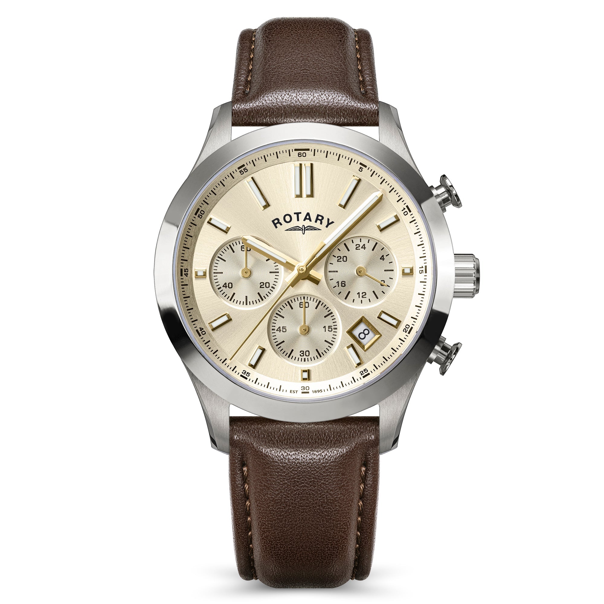 Rotary Heritage Gents Champagne Dial and Brown Leather 40mm Men's Watch | RGS10071/03