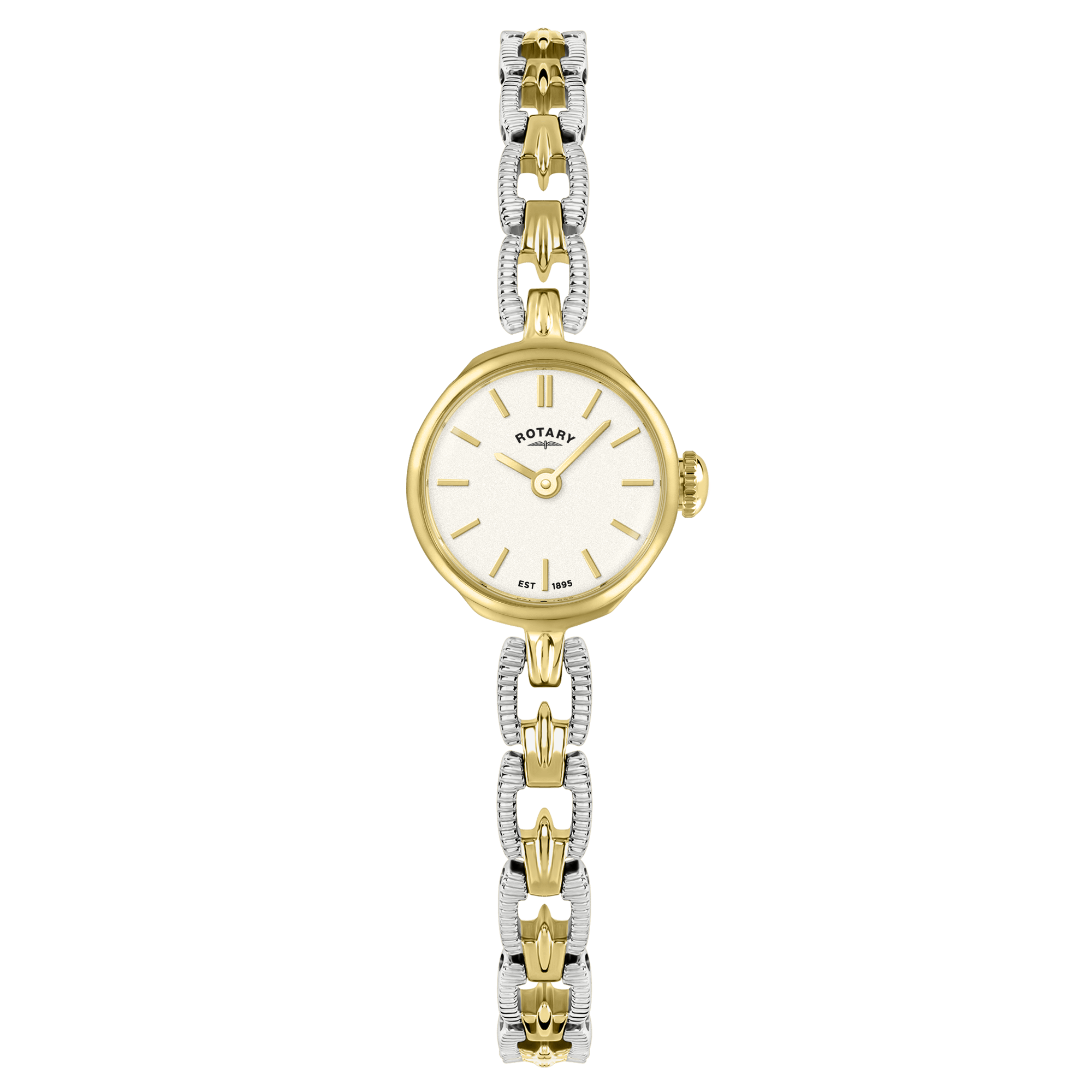 Rotary 1895 White Dial and White Steel Bracelet 20mm Women's Watch | RLB10003/70