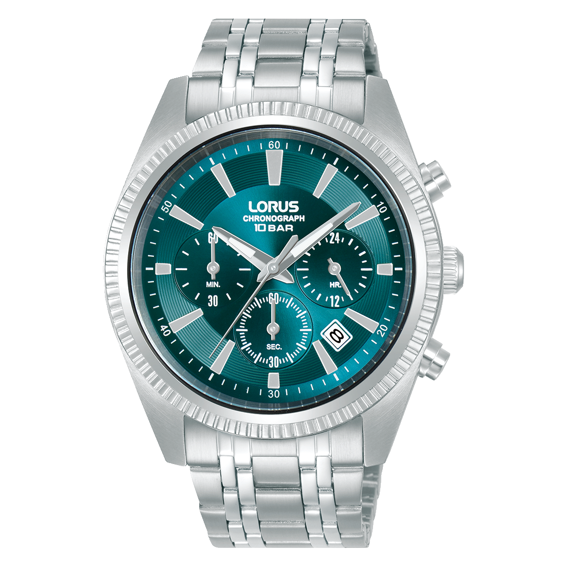 Lorus Chrono Turquoise Dial Stainless Steel Men's Watch | RT399KX9