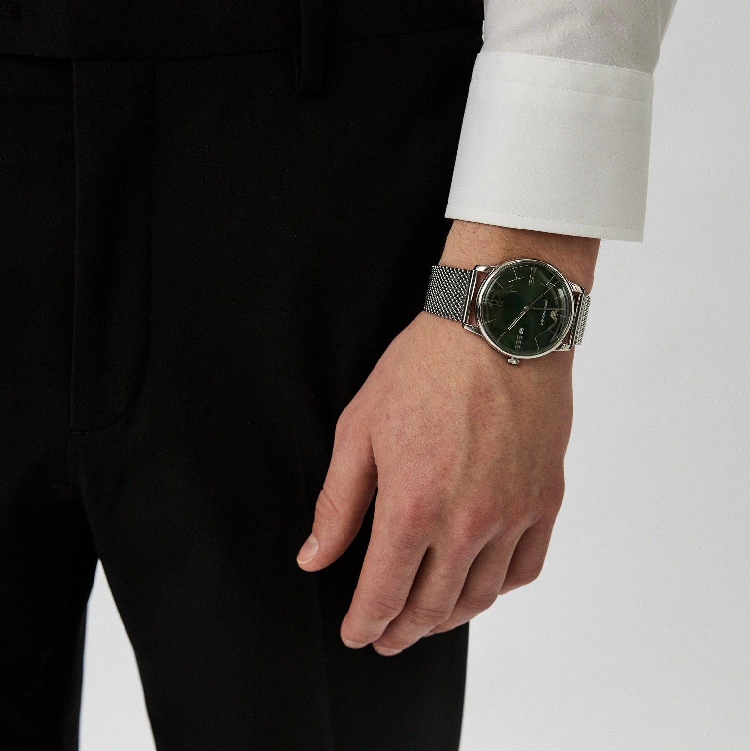 Emporio Armani Three-Hand Date Stainless Steel Mesh Men's Watch | AR11578