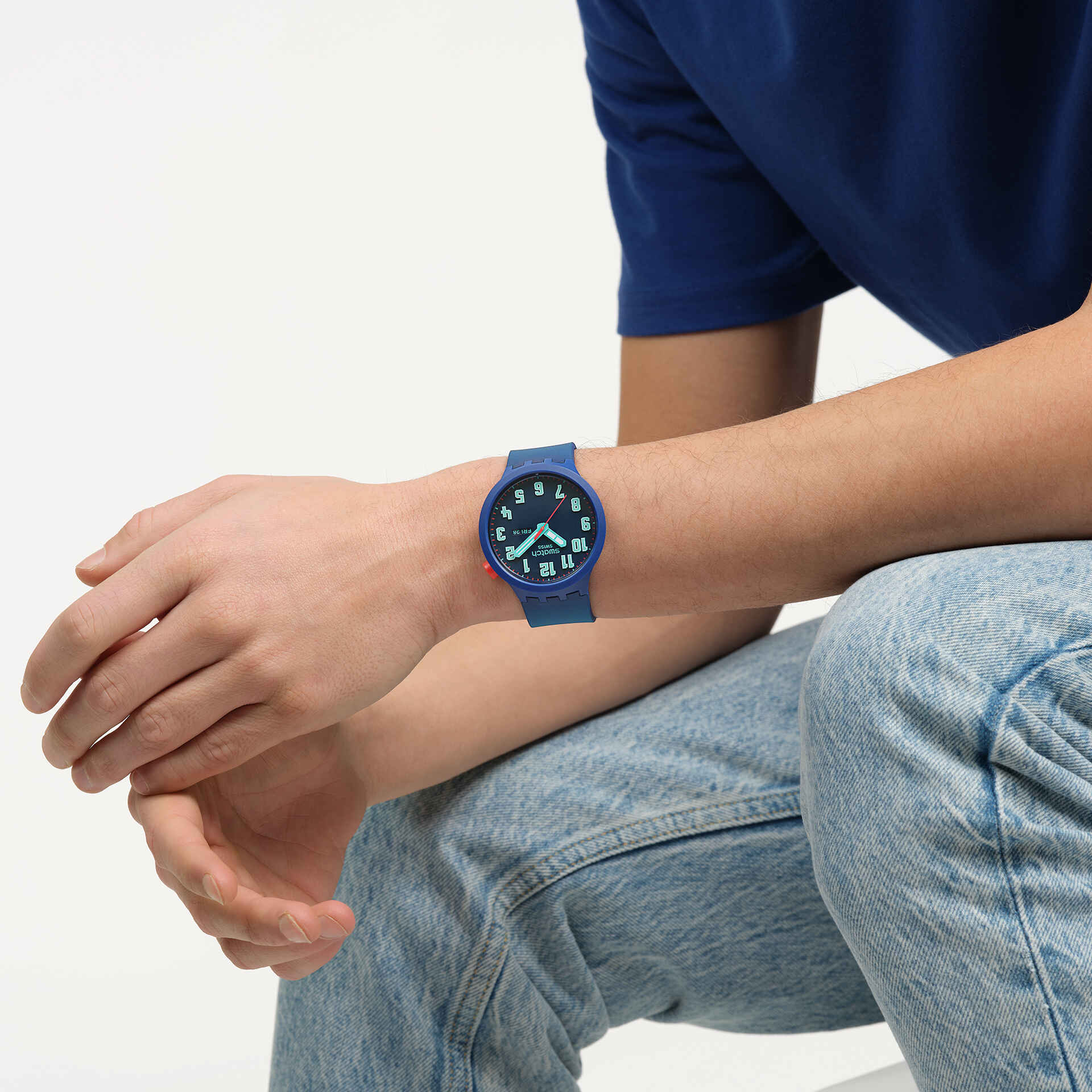 Swatch Essentially Bold with Blue Rubber Strap Unisex Watch | SB01N700