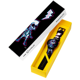Swatch Aye Carumboo Black Multi Colour Dial Yellow Hands Black Strap Unisex Watch | SB01Z105