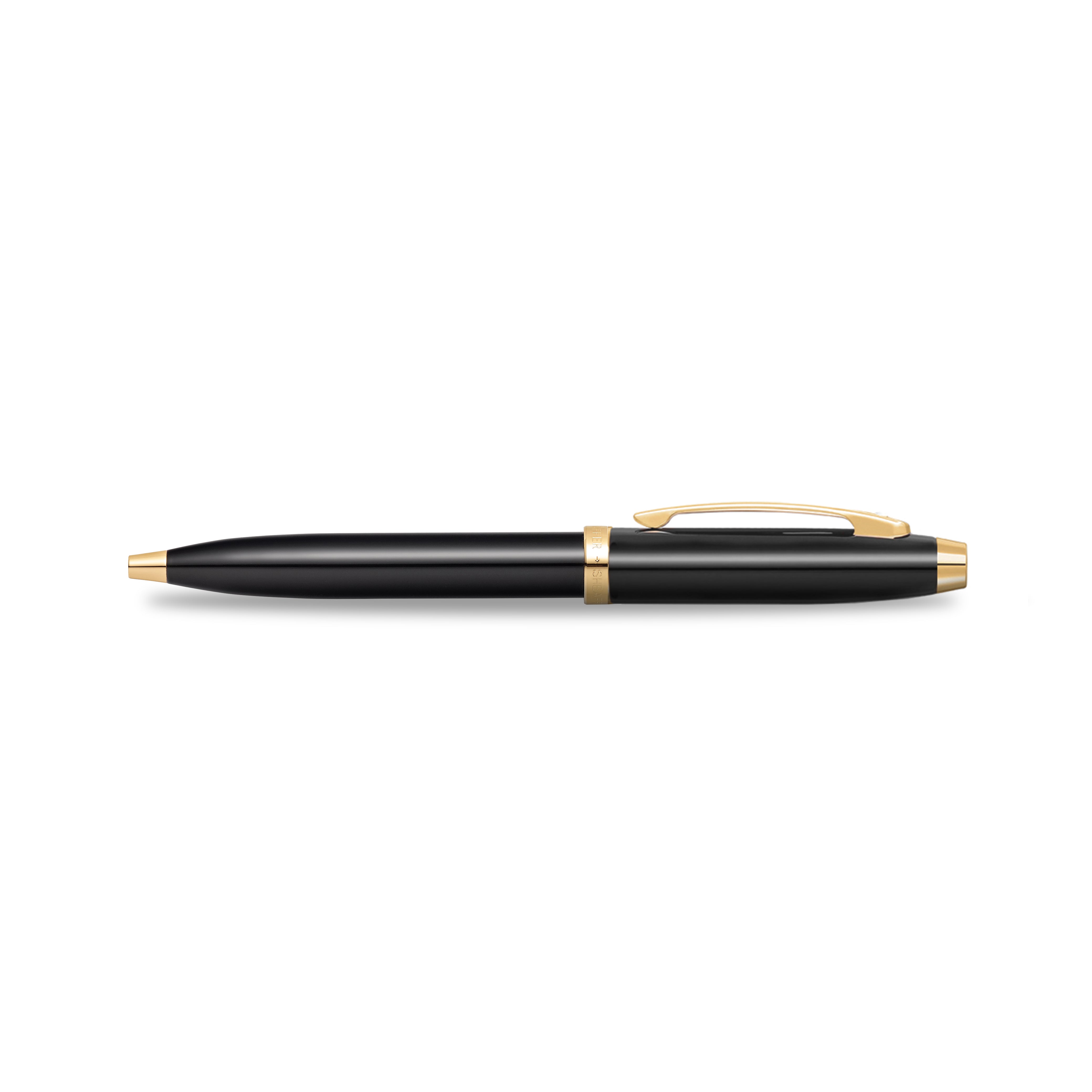 Sheaffer  100 Glossy Black Ballpoint Pen With Gold Trims |