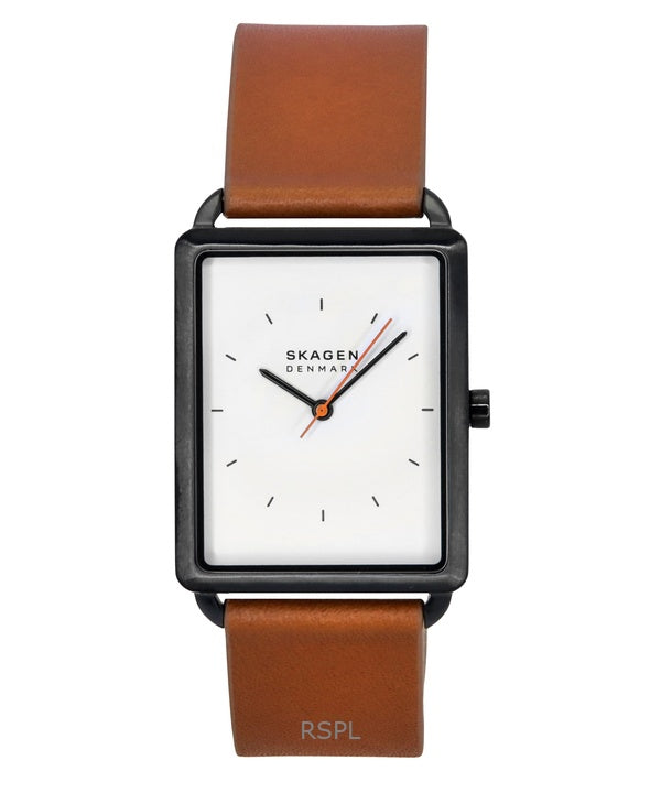 Skagen Hagen White Dial Brown Leather Strap Quartz Men's Watch | SKW6929