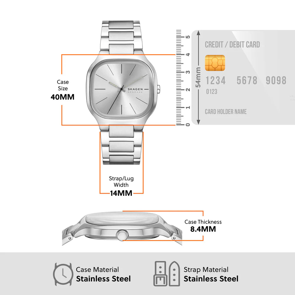 Skagen Mellem Three-Hand Silver Stainless Steel Men's Dress Watch | SKW6934