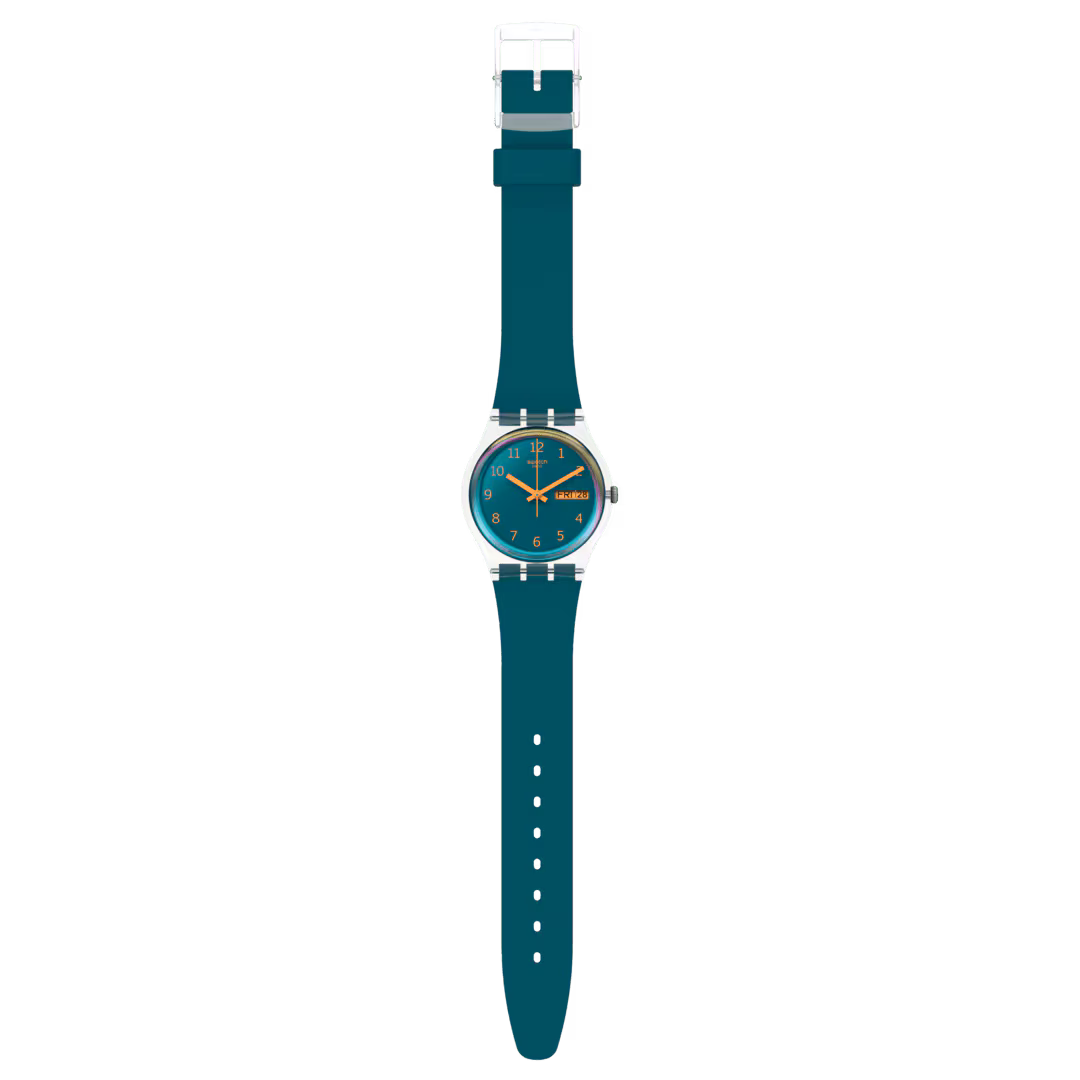 Swatch Blue Away Blue Dial and Blue Rubber Strap 34mm Unisex Watch | SO28K700