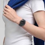Swatch Cobblestone Street Black Dial Black Strap Unisex Watch | SO29A101