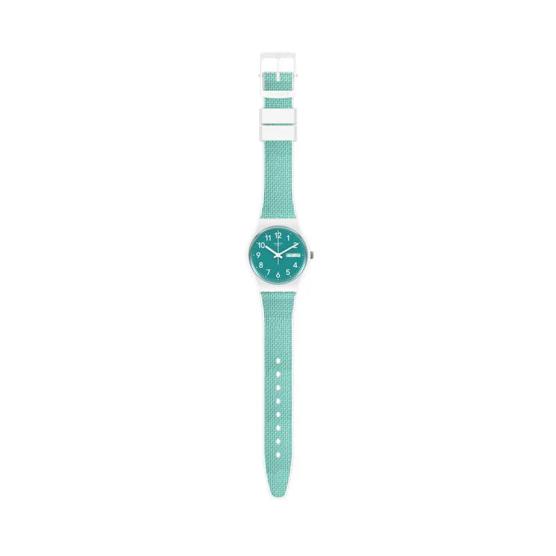Swatch Pool Light Turquoise Dial White Silicone Strap Unisex Watch | GW714