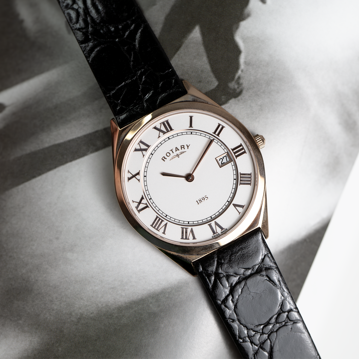 Rotary Ultra Slim Rose Gold Dial and Rose Gold Leather 35mm Men's Watch | GS08003/01