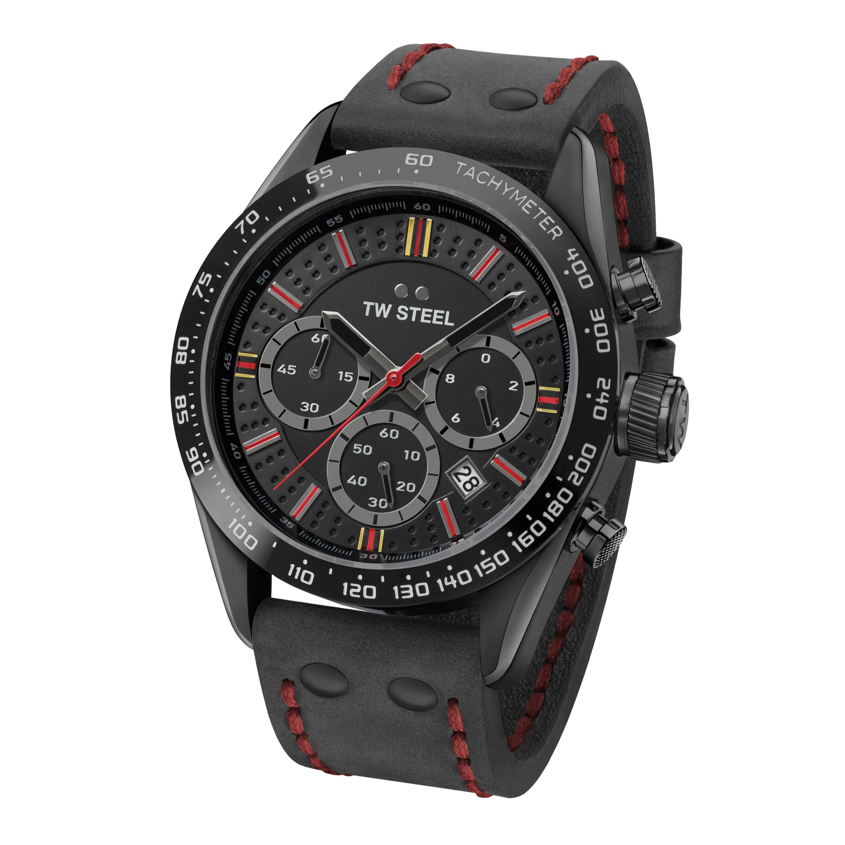 TW Steel Chrono Sport Special Edition Black Dial and Leather Strap Men's Watch | TW987