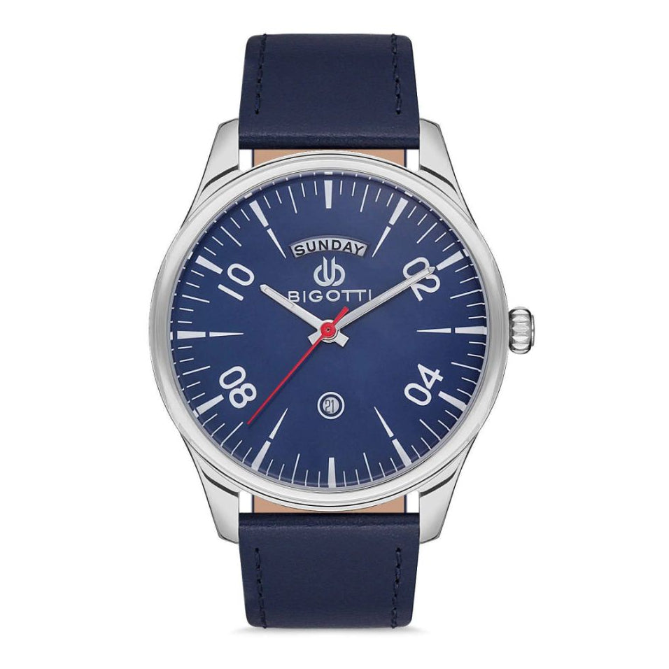 Bigotti Day Date Leather Strap Watch | Men's Watch | BG.1.10172-3