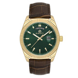 Bigotti Rose Gold Green Dial Calendar Brown Leather Men's Watch | BG.1.10557-3