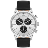 Bigotti Silver Black Multi-Dial Calendar Black Leather Men's Watch | BG.1.10577-1