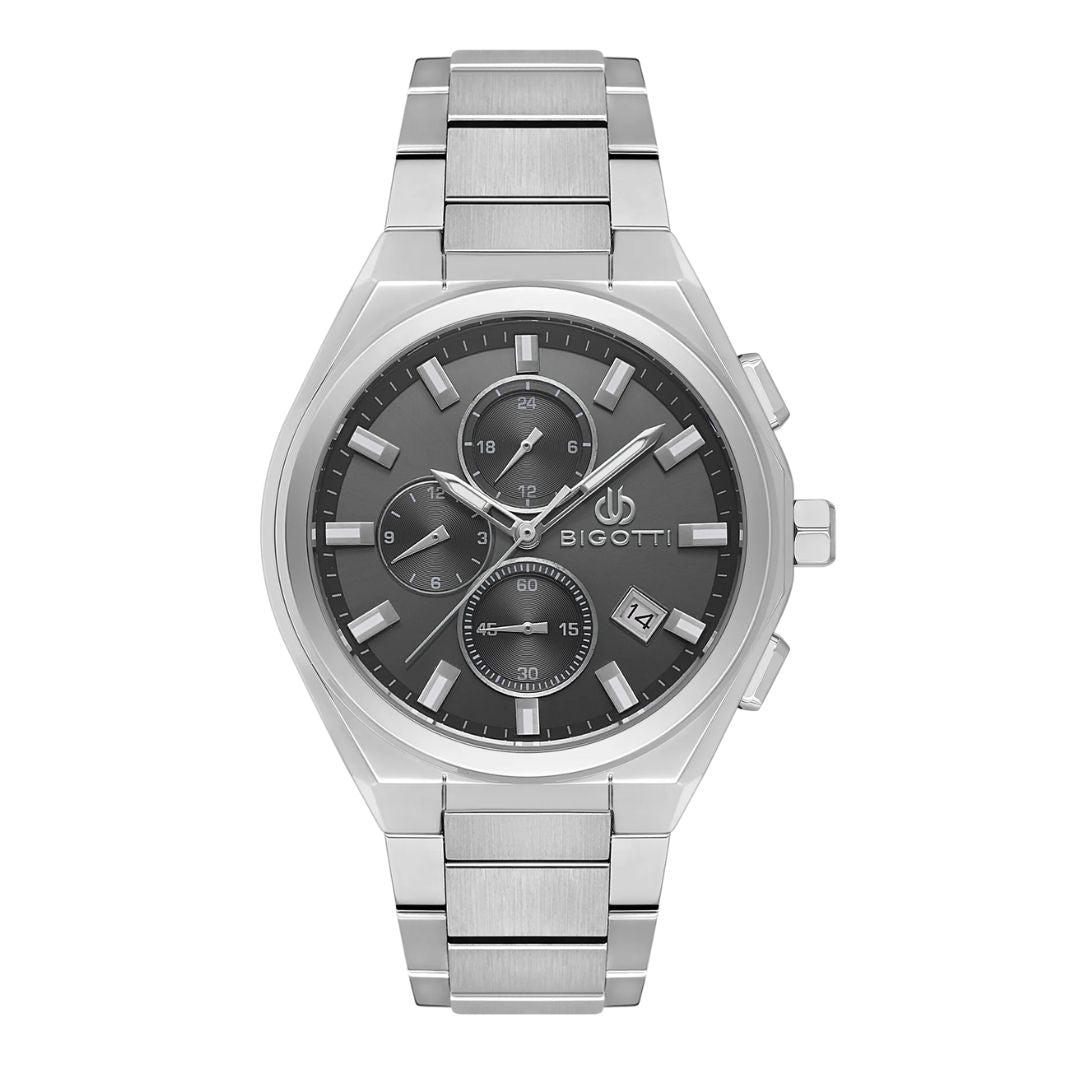 Bigotti Black Multi-Dial Calendar Stainless Steel Men's Watch | BG.1.10574-2