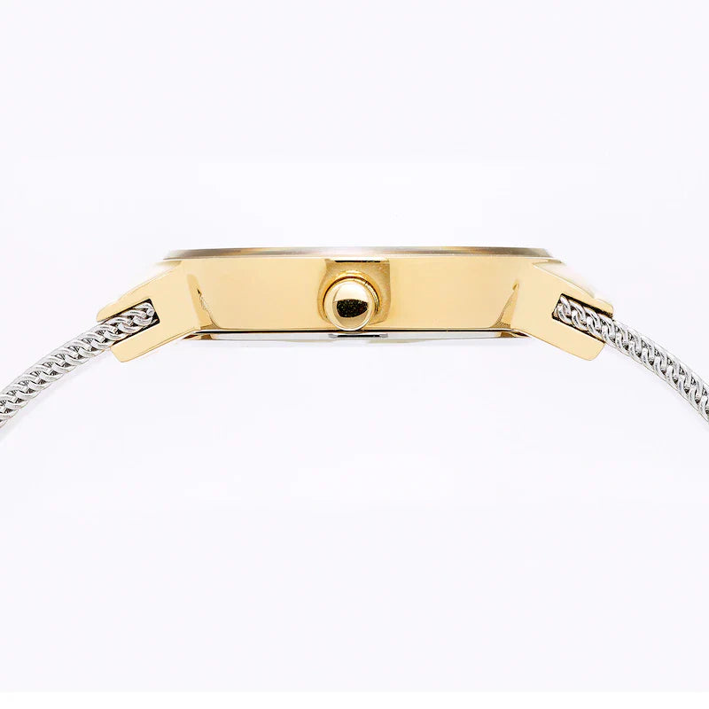 Bering Classic Polished Gold & Silver 26mm dial Silver Mesh Women's Watch | 10126-001