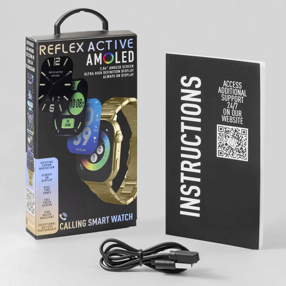 Reflex Active Series 29 Titanium Case & Gold Link Strap AMOLED Men's Smartwatch | RA29-4084