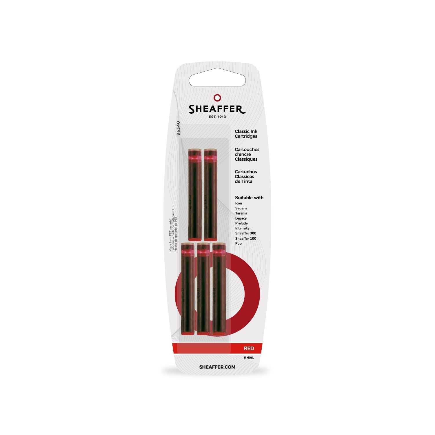 Sheaffer Classic Ink Cartridge (Pack of 5) Red |