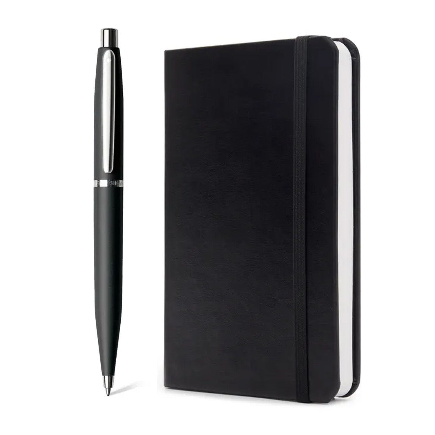 Sheaffer Matte Black VFM Ballpoint Pen with Chrome Trims and Small Notebook Gift Set | G2940551-4
