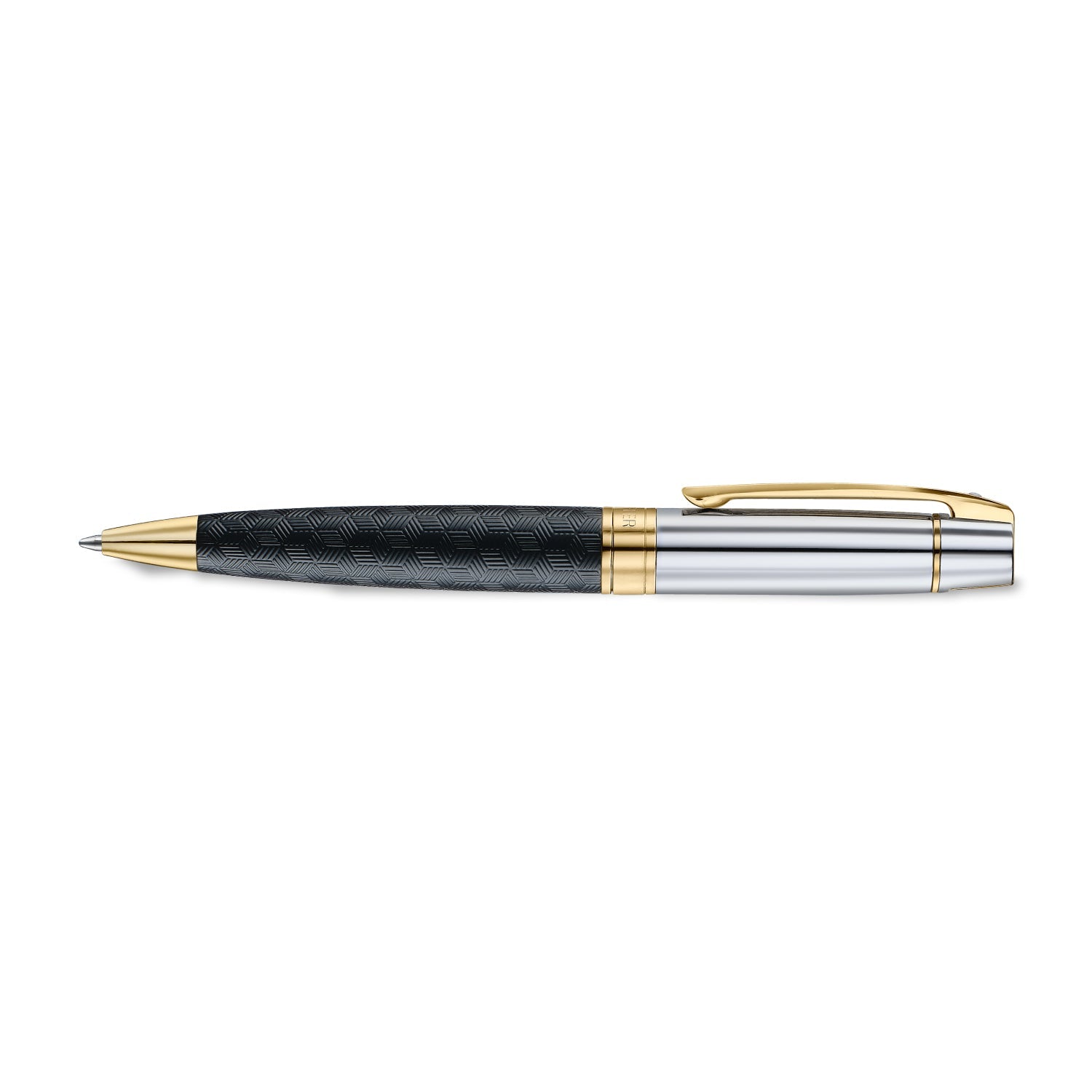 Sheaffer 300 9347 Engraved Black Ballpoint Pen with Chrome Cap and Gold Trims | E2934751