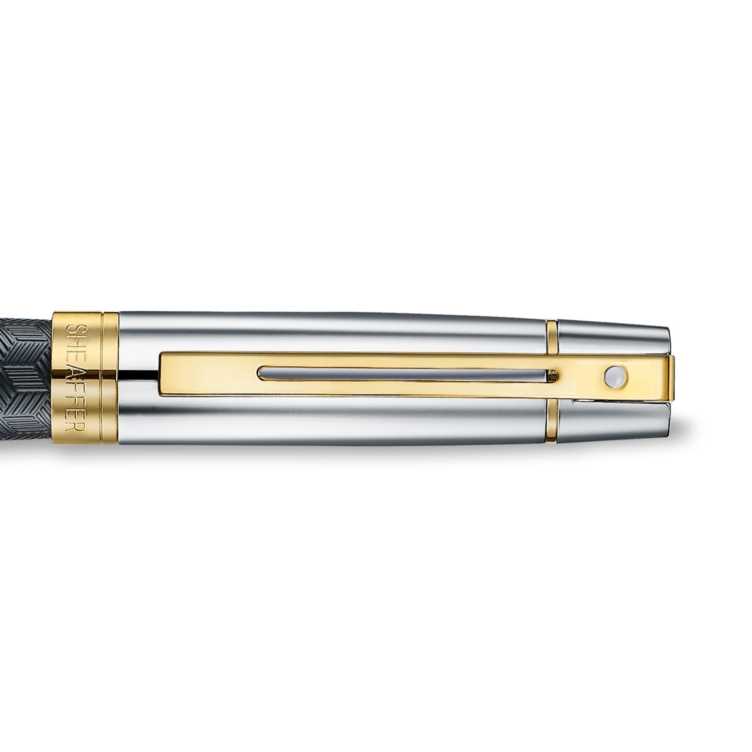 Sheaffer 300 9347 Engraved Black Fountain Pen with Chrome Cap and Gold Trims | E0934753