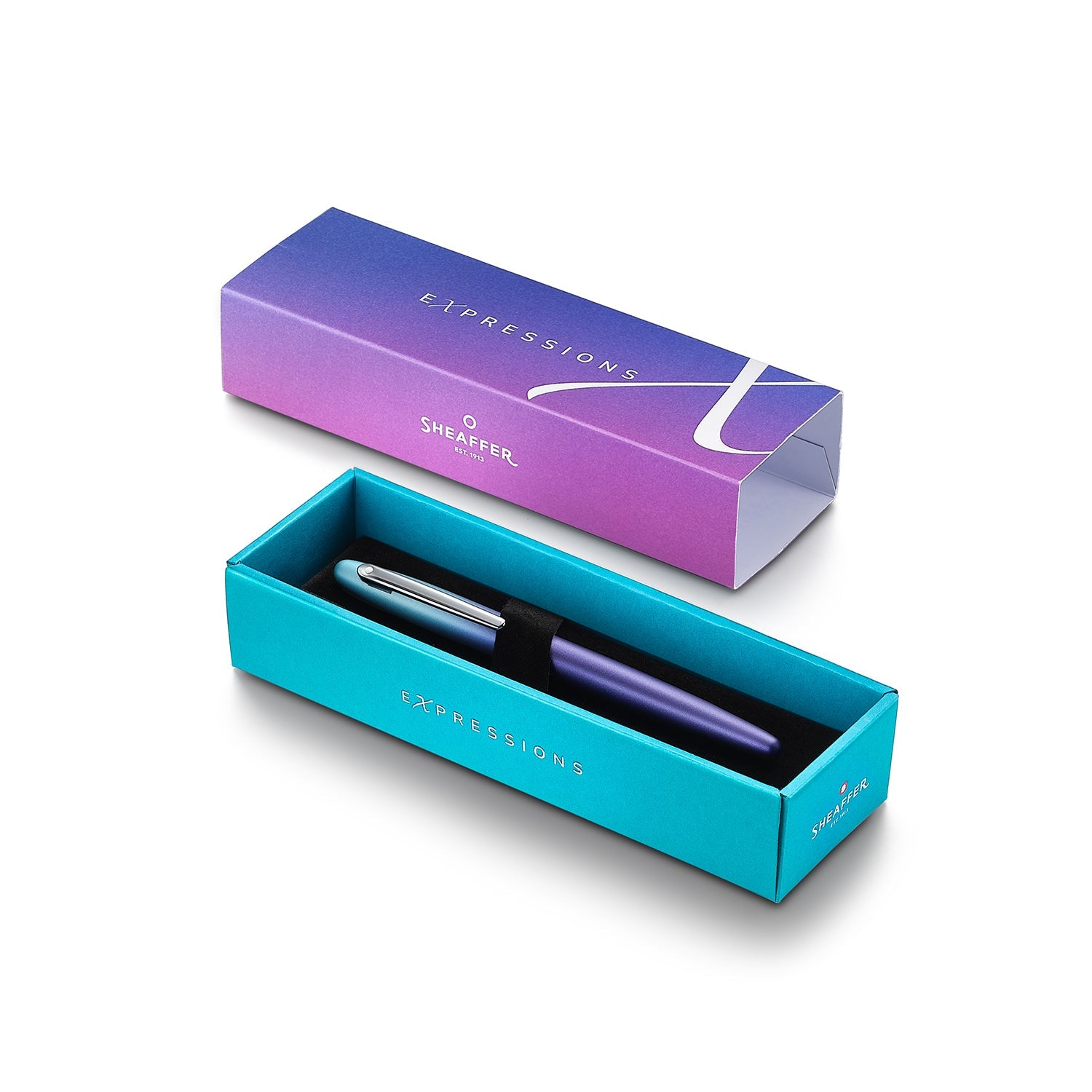 Sheaffer VFM 9430 Expressions Blue and Purple Pearlised Gradient Fountain Pen with Chrome-Plated Trims | E0943053