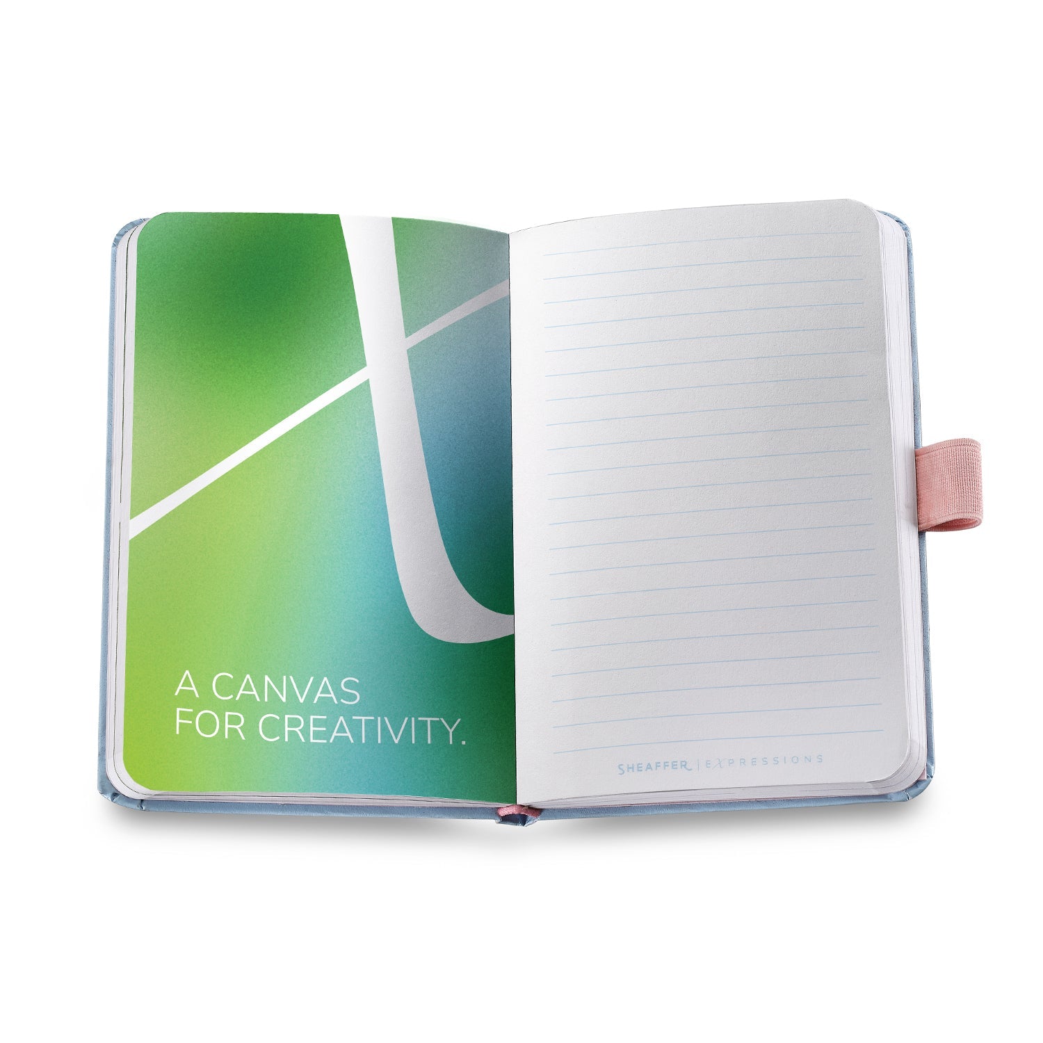 Sheaffer Expressions 100 9376 Blue and Pink Pearlised Gradient Ballpoint Pen with Chrome-plated Trims and Small Notebook Gift Set | G2937651-4