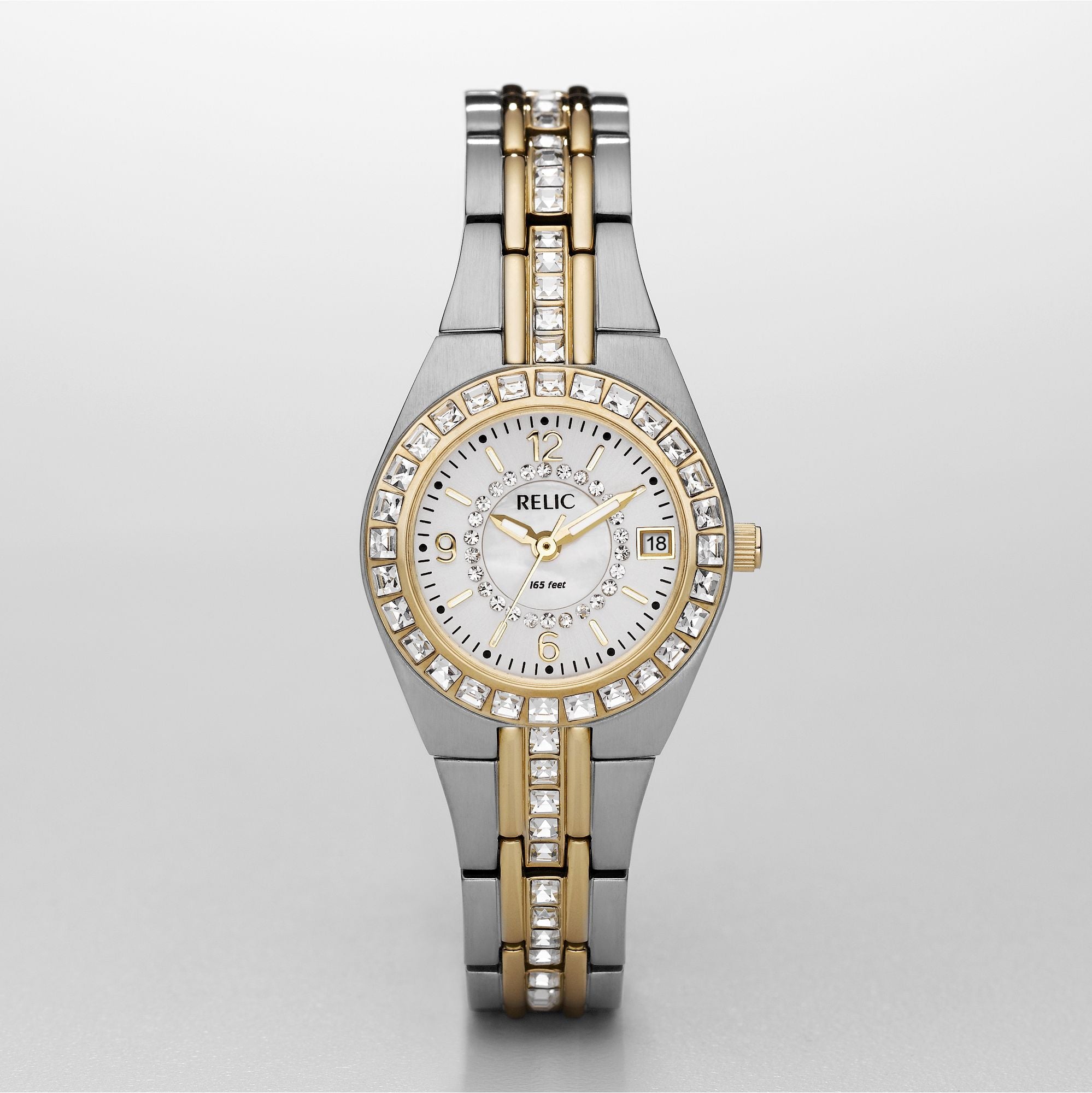 Relic Queen'S Court Black Dial and Steel Bracelet 27mm Women's Watch | ZR11775