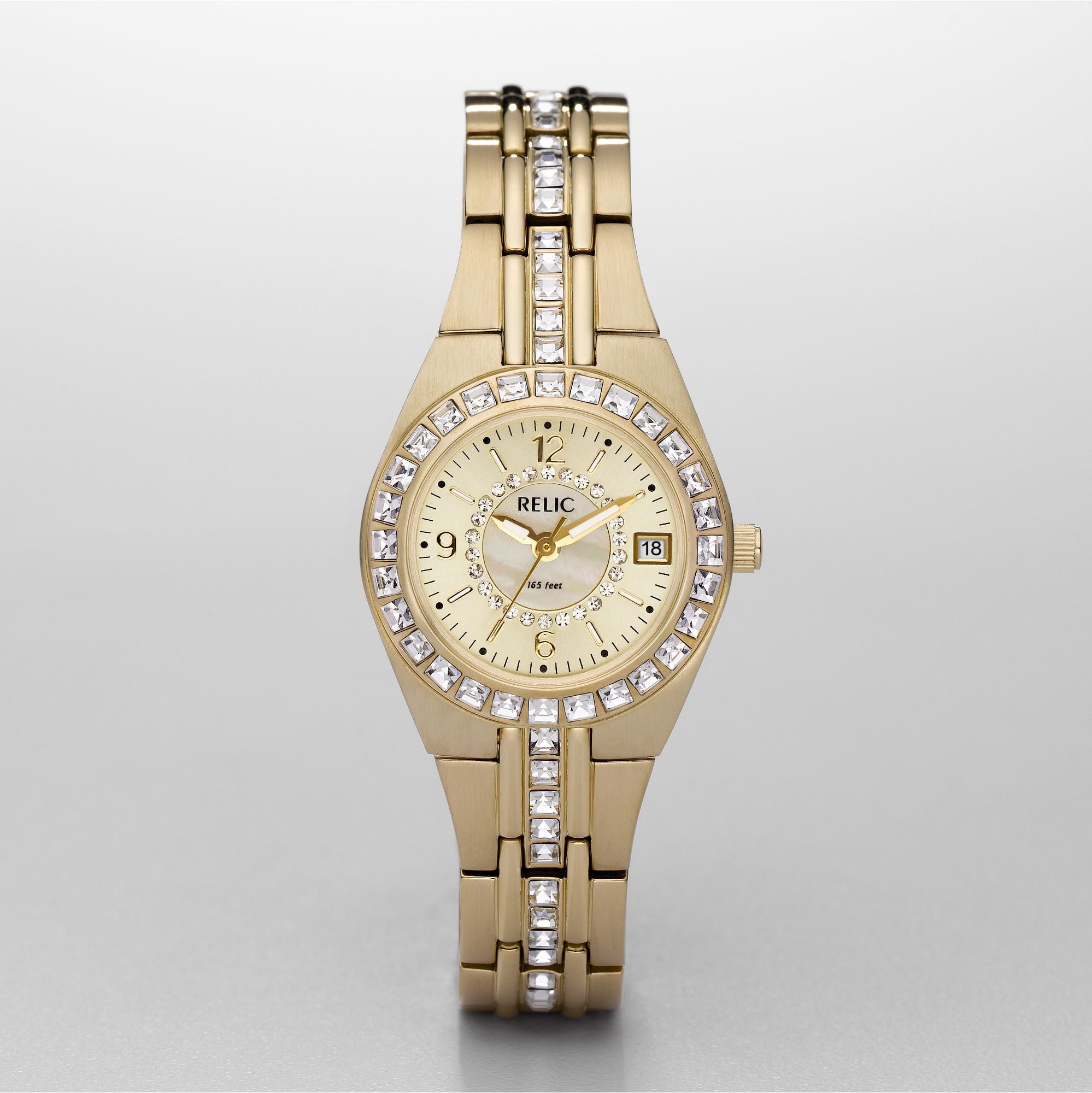 Relic Queen'S Court Gold Dial and Steel Bracelet 27mm Women's Watch | ZR11778