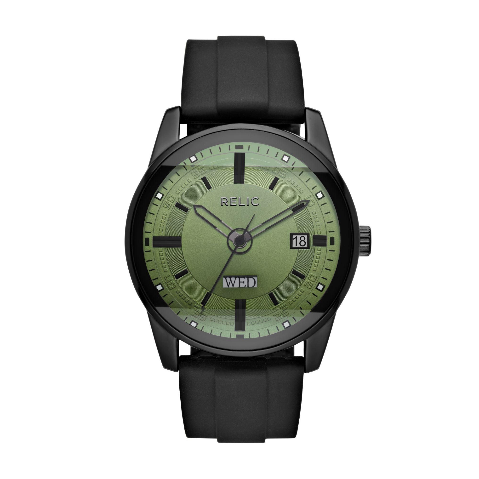 Relic Everet Black Dial and Rubber 51mm Men's Watch | ZR12227
