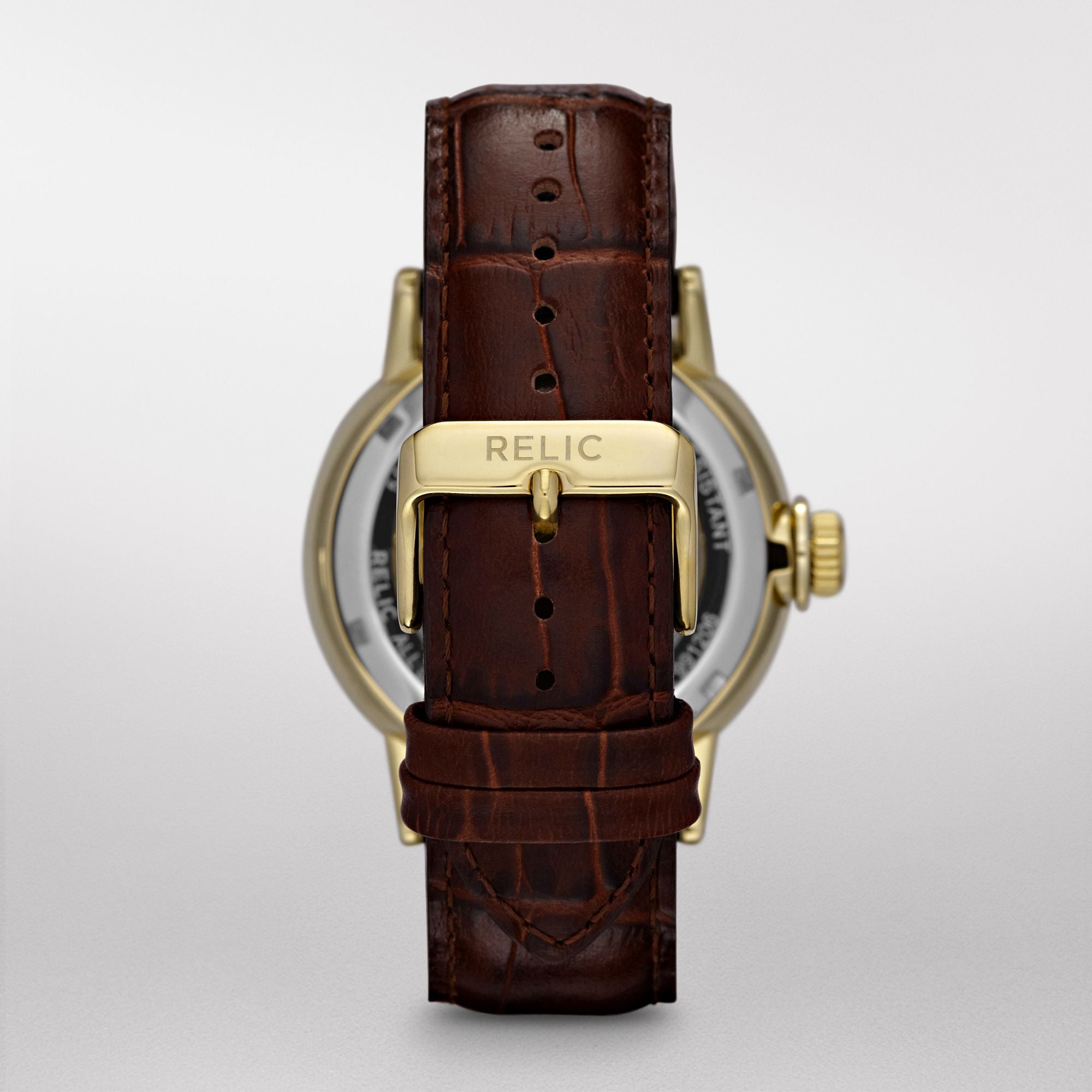 Relic Damon Gold Dial and Leather 50mm Men's Watch | ZR77241