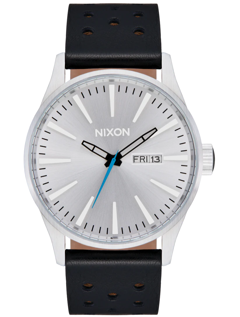 NIXON Silver Dial Black Leather Strap Unisex Watch | A1055269-00