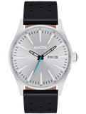 Nixon  Silver Dial Black Leather Strap Unisex Watch | A1055269-00