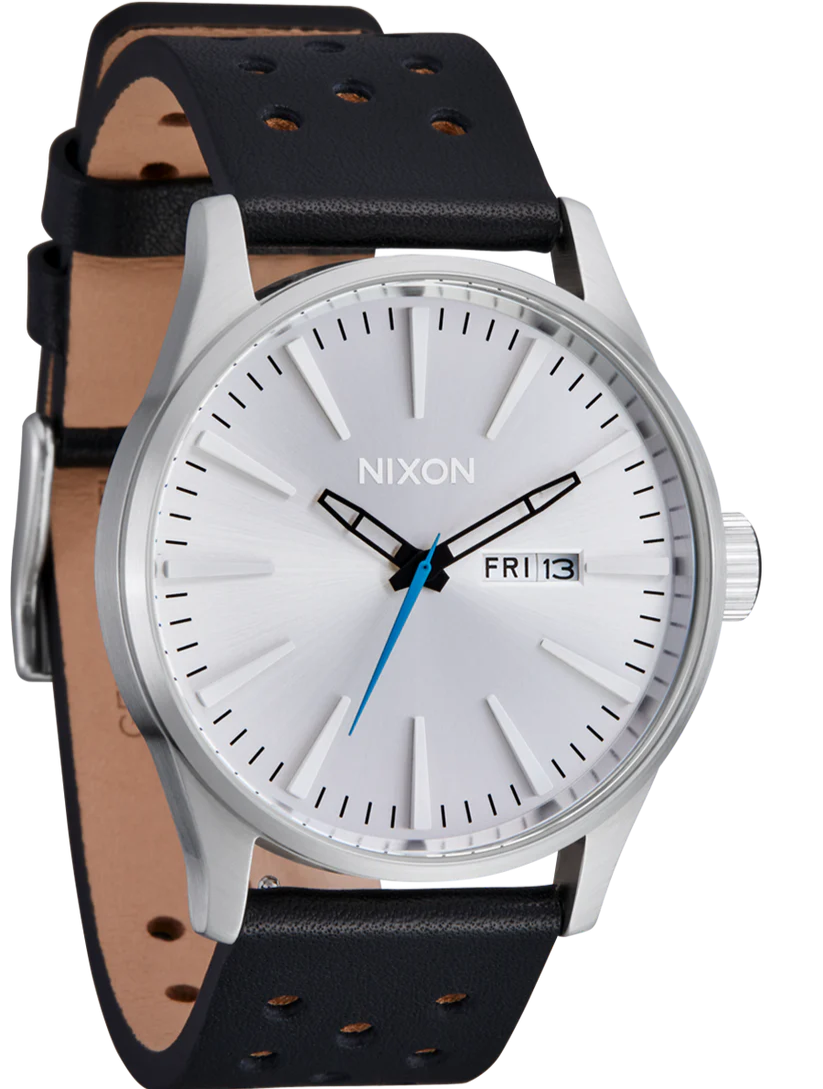 NIXON Silver Dial Black Leather Strap Unisex Watch | A1055269-00