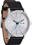 Nixon  Silver Dial Black Leather Strap Unisex Watch | A1055269-00