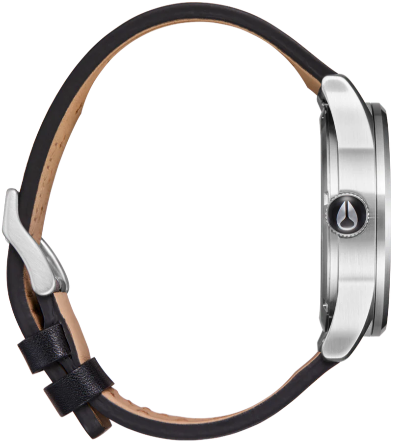 NIXON Silver Dial Black Leather Strap Unisex Watch | A1055269-00