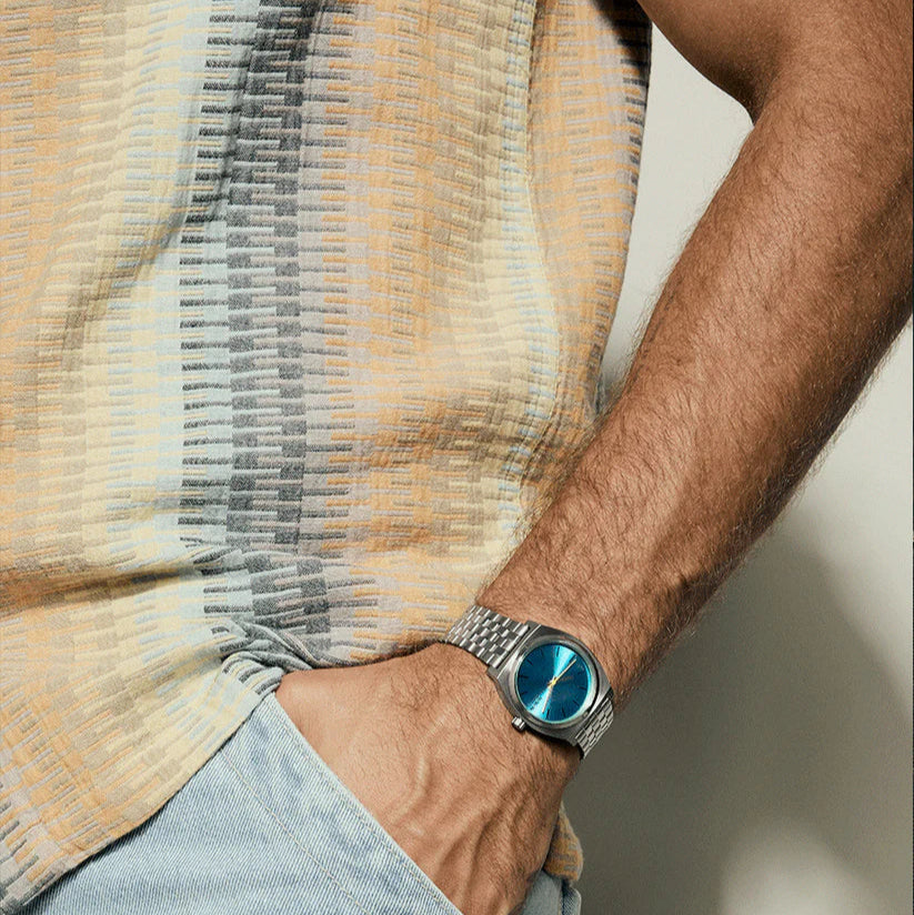 NIXON Time Teller Silver Byron Blue Unisex Watch | A0455302-00