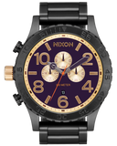 Nixon 51-30 Chrono Gunmetal Blackberry Gold Unisex Watch | A13895270-00