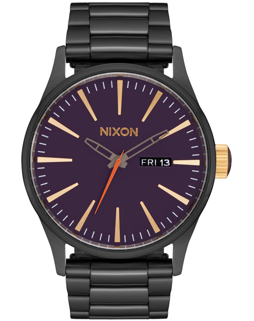 NIXON Sentry Gunmetal Deep Purple Dial & Gold Accents Unisex Watch | A3565270-00